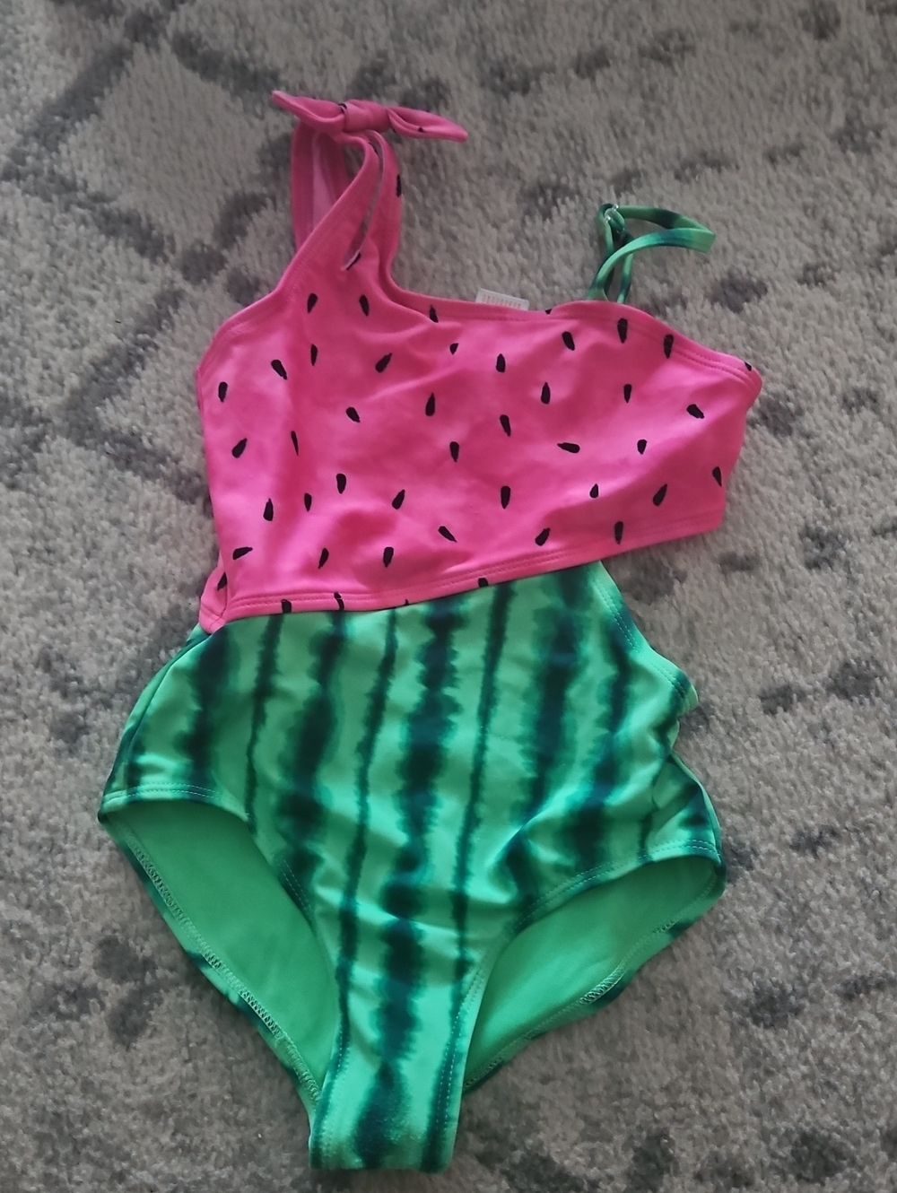 Girls' Pink & Green Watermelon One-Piece Swimsuit